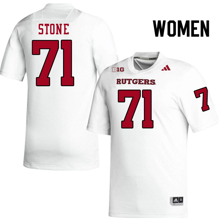 Women #71 John Stone Rutgers Scarlet Knights 2024 College Football Jerseys Stitched-White
